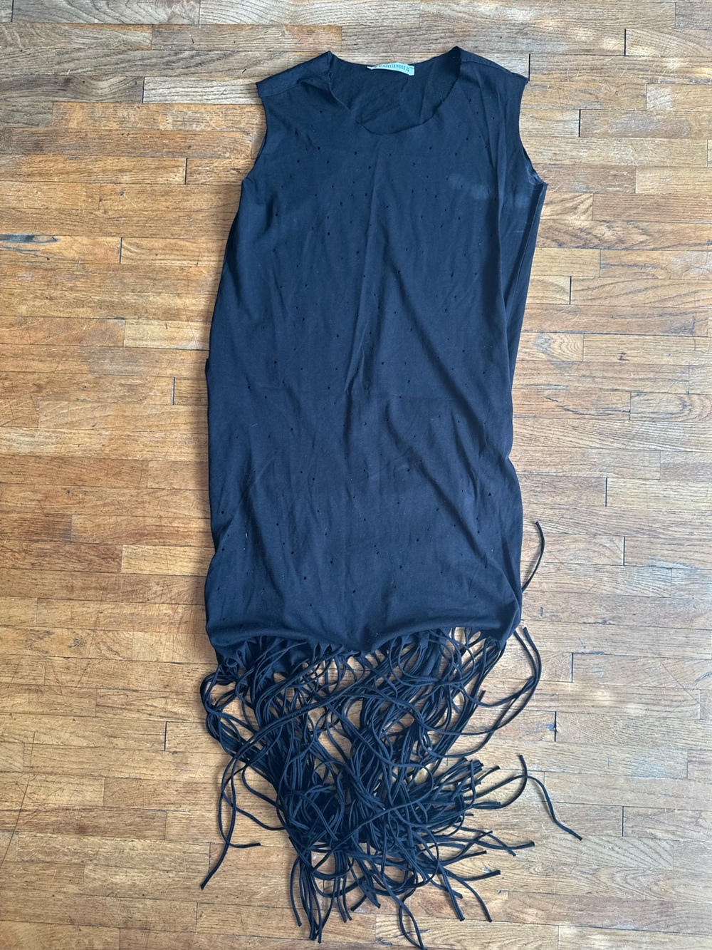 Viadellerose Black Distressed Sleeveless Top
